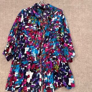Lane Bryant Womens 22/24 Multicolor Abstract Print 3/4 Sleeve Tunic‎ Top